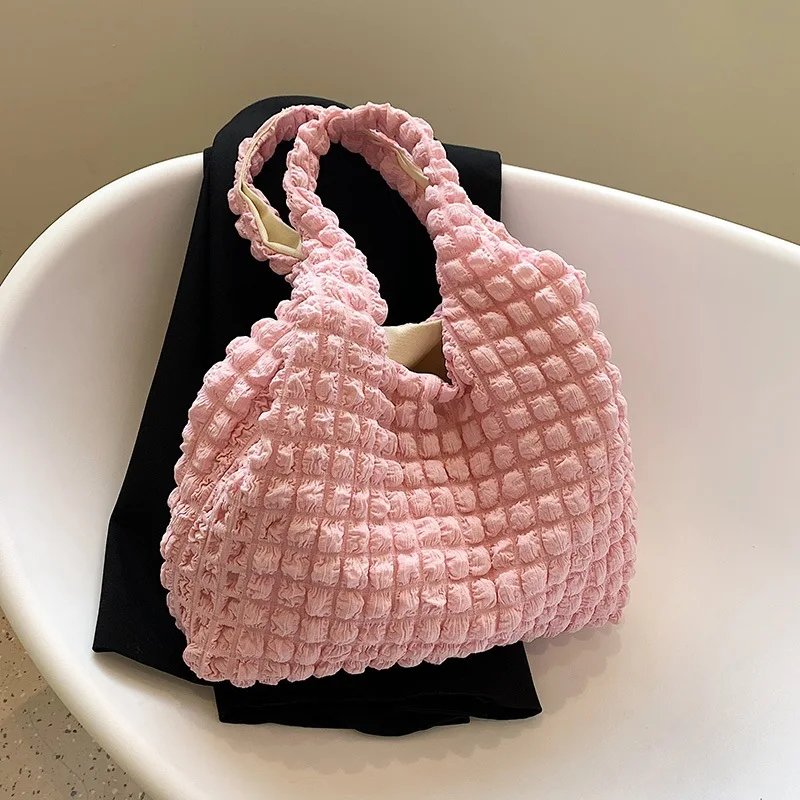 Yogodlns Summer Pleated Cloud Bag Female Candy Color Large Capacity Shoulder Bag Handbags Shopping Girls Pouch Tote Bolsas