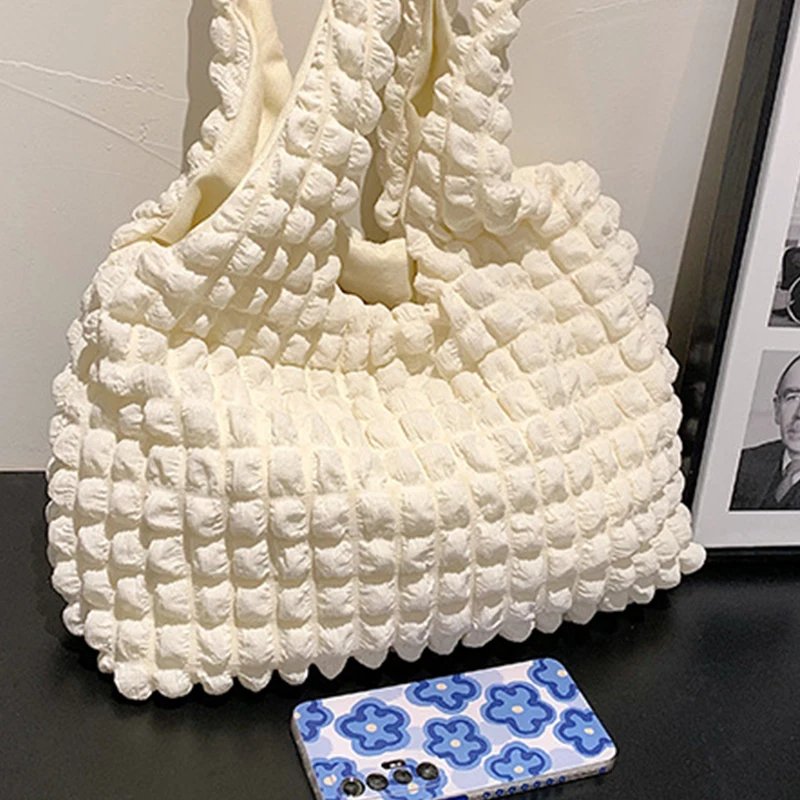 Yogodlns Summer Pleated Cloud Bag Female Candy Color Large Capacity Shoulder Bag Handbags Shopping Girls Pouch Tote Bolsas
