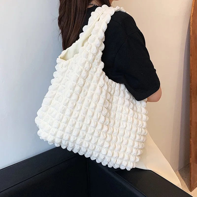 Yogodlns Summer Pleated Cloud Bag Female Candy Color Large Capacity Shoulder Bag Handbags Shopping Girls Pouch Tote Bolsas