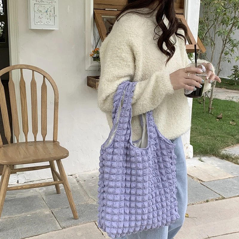 Yogodlns Summer Pleated Cloud Bag Female Candy Color Large Capacity Shoulder Bag Handbags Shopping Girls Pouch Tote Bolsas