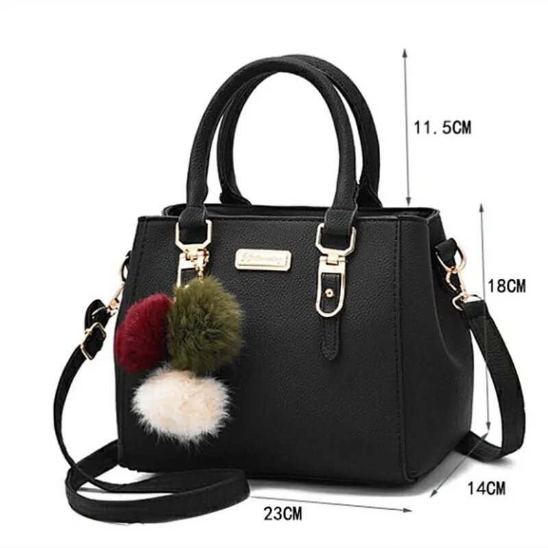 PU Leather Ladies HandBags Women Vintage Purse Plush Tassel Messenger Bags Tote Boston Shoulder Crossbody Bag PU Leather Ladies HandBags Women Vintage Purse Plush Tassel Messenger Bags Tote Boston Shoulder Crossbody Bag