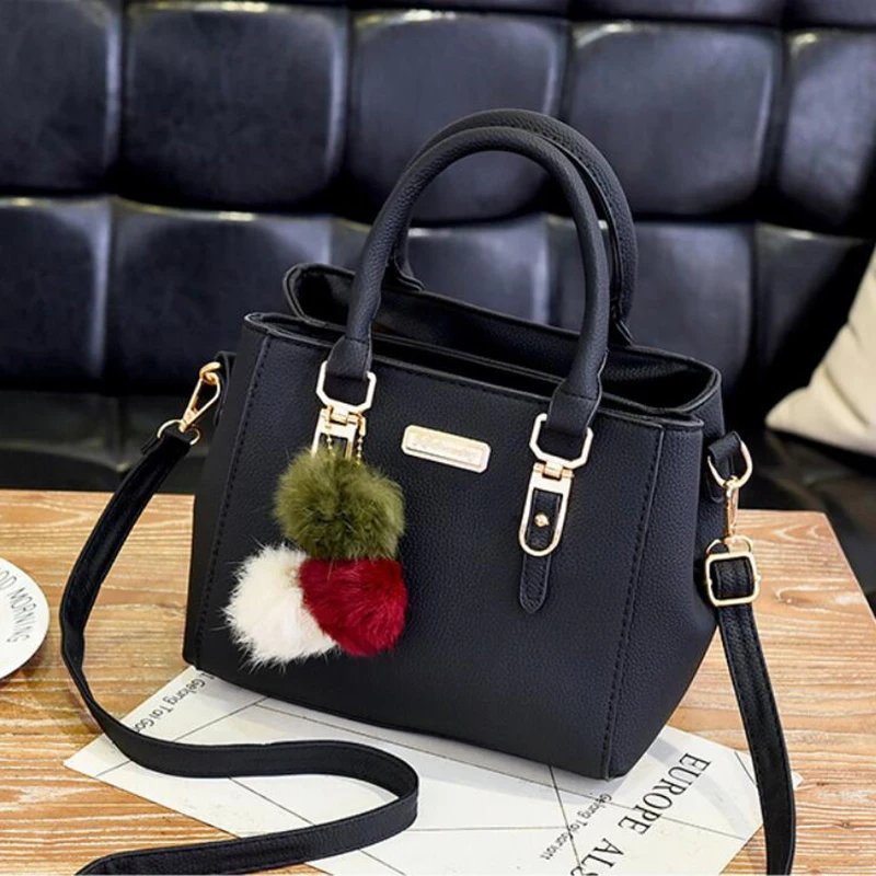 PU Leather Ladies HandBags Women Vintage Purse Plush Tassel Messenger Bags Tote Boston Shoulder Crossbody Bag PU Leather Ladies HandBags Women Vintage Purse Plush Tassel Messenger Bags Tote Boston Shoulder Crossbody Bag