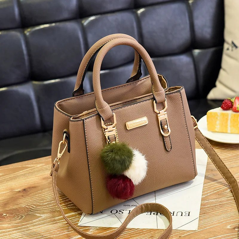 PU Leather Ladies HandBags Women Vintage Purse Plush Tassel Messenger Bags Tote Boston Shoulder Crossbody Bag PU Leather Ladies HandBags Women Vintage Purse Plush Tassel Messenger Bags Tote Boston Shoulder Crossbody Bag