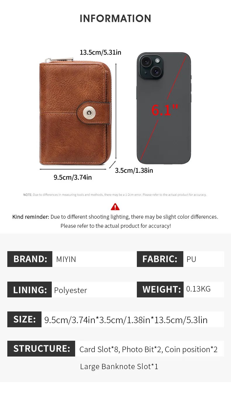 RFID Vintage Short Women's Wallet Multi-card Slot Two-fold Zipper Card Holder Coin Purse Solid Color Premium Texture Zip Clasp