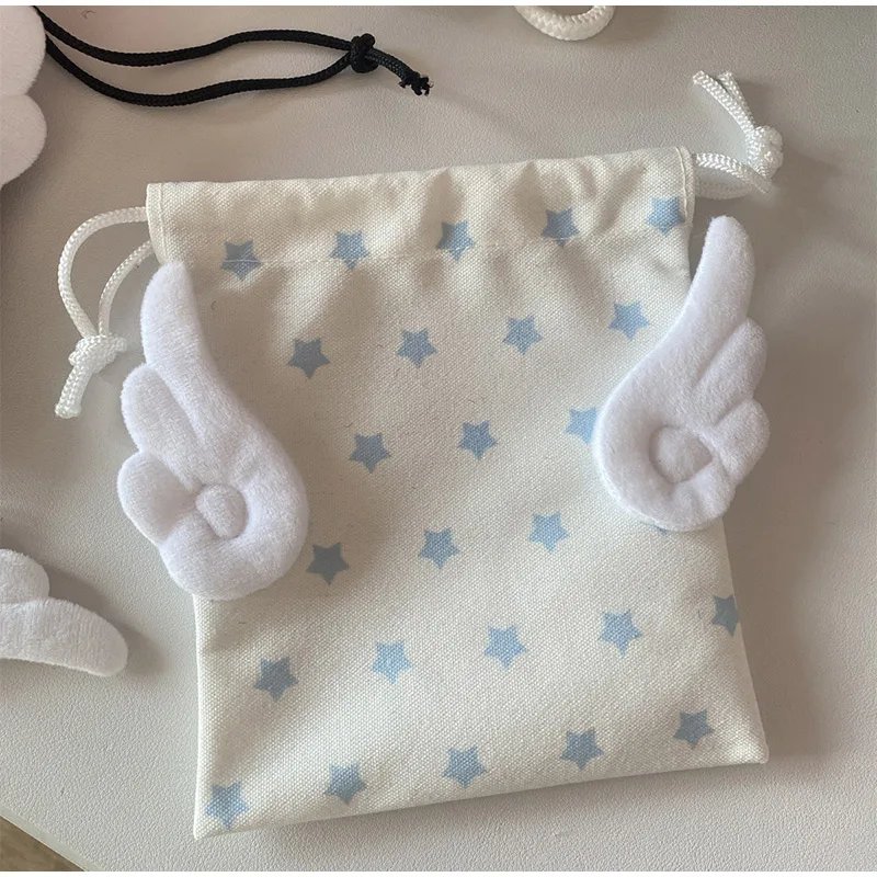 Plush Wings Storage Bag Star Print Simple Binding Dust-proof Organizing Bag Brand Designer Lady Cute Versatile Fresh Coin Purse