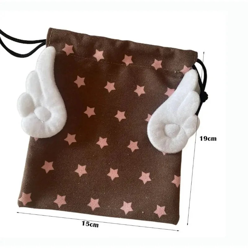 Plush Wings Storage Bag Star Print Simple Binding Dust-proof Organizing Bag Brand Designer Lady Cute Versatile Fresh Coin Purse