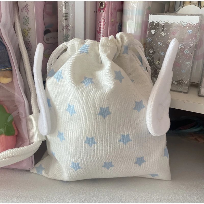 Plush Wings Storage Bag Star Print Simple Binding Dust-proof Organizing Bag Brand Designer Lady Cute Versatile Fresh Coin Purse