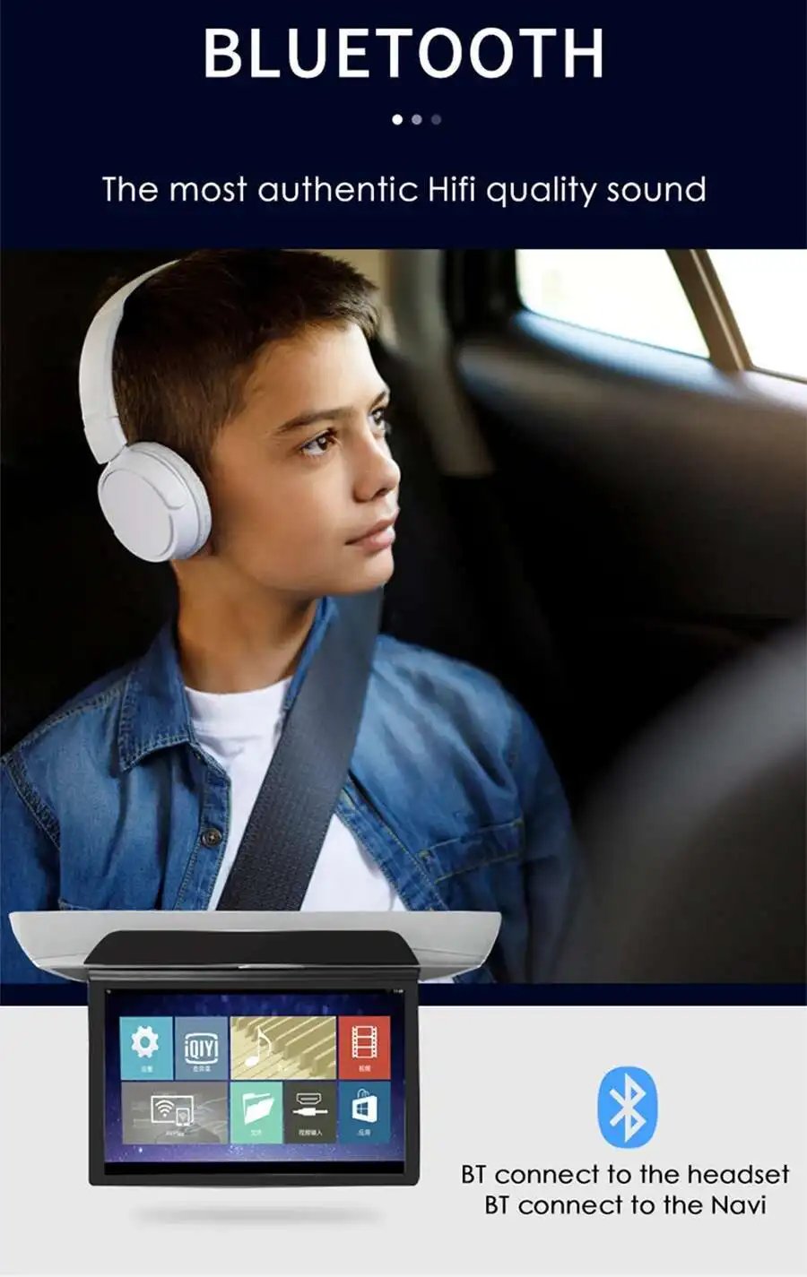 17.3 Inch/19.5 Inch 1920*1080 Roof Ceiling Monitor IPS Touch Screen Android12 Multimedia Video Player Mirror Link Remote Control