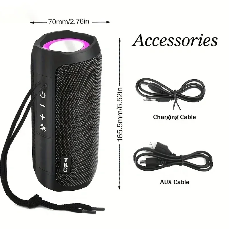 T&G TG227 Waterpro With Lamp Outdoor Portable Upright Wireless Compatible Speaker Music Player Support TF FM Radio Music Party