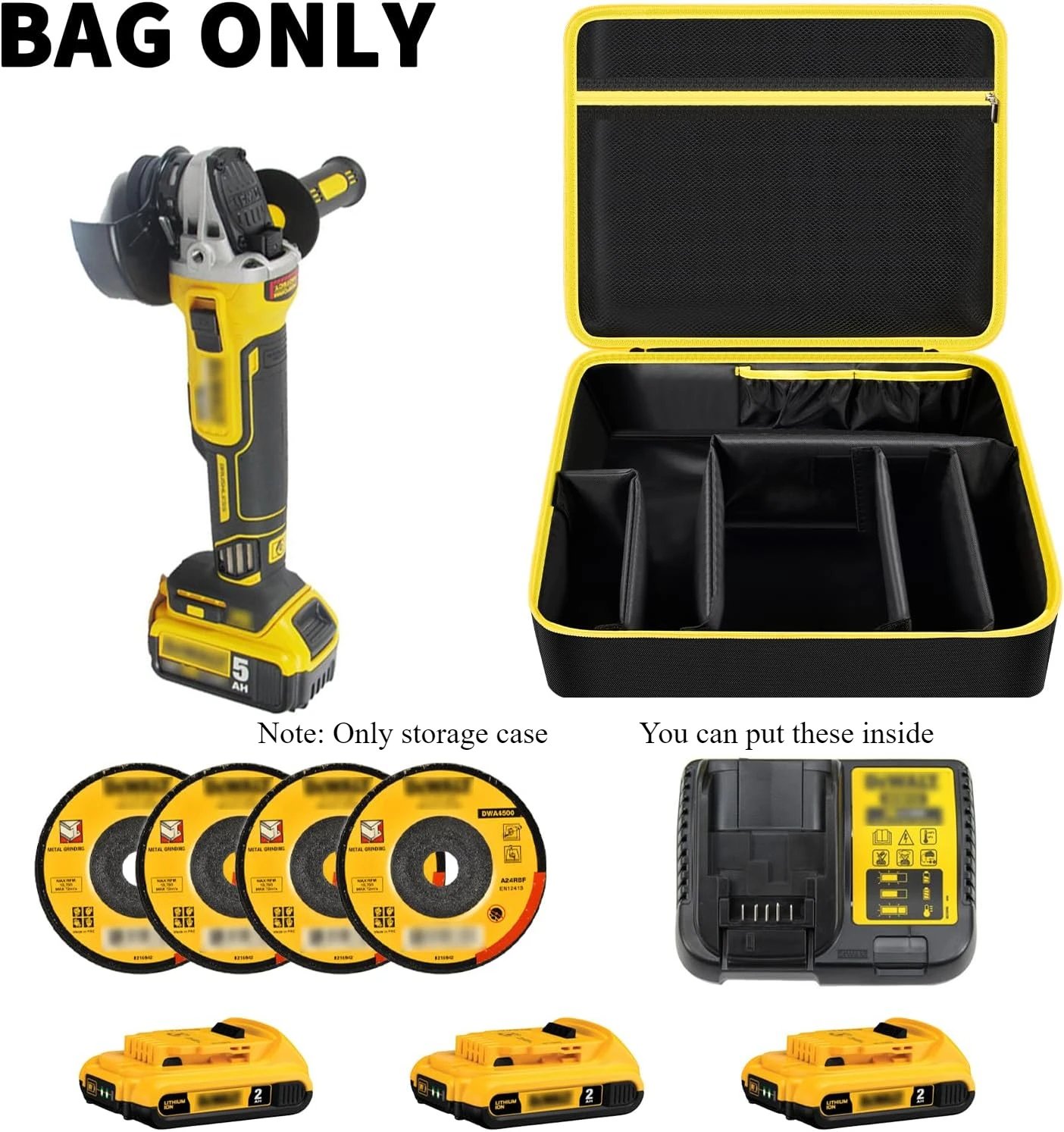 (Box Only) Bag Compatible with DEWALT 20V MAX* Angle Grinder Tool (DCG413B), Also Fit for FLEXVOLT ADVANTAGE Brushless (Box Only) Bag Compatible with DEWALT 20V MAX* Angle Grinder Tool (DCG413B), Also Fit for FLEXVOLT ADVANTAGE Brushless