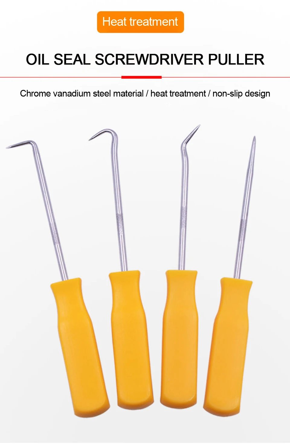 4pcs/set Heat-resistant Antislip Hook Pick Set Car Oil Seal Screwdriver Gasket Puller Oil Seal Removal Hook Tool Car Repair Tool