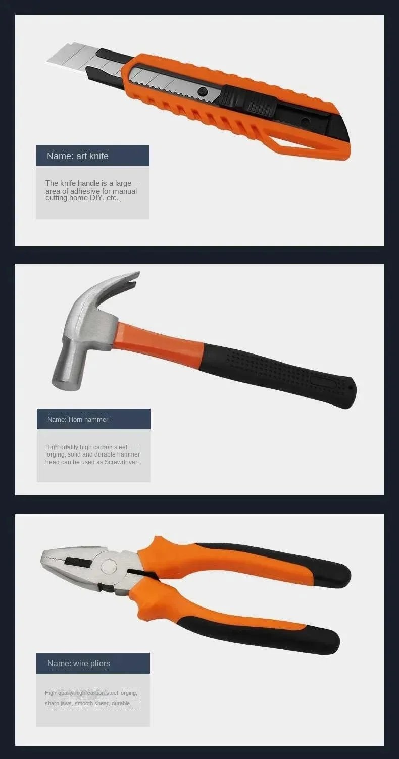 12V 120 In 1 Household Hardware Tool Set A Lithium Battery Power Tool Electric Drill Combination Set Toolbox Pliers Saws Hammer