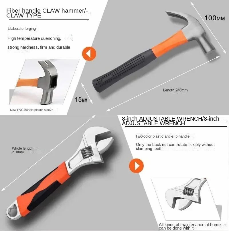 12V 120 In 1 Household Hardware Tool Set A Lithium Battery Power Tool Electric Drill Combination Set Toolbox Pliers Saws Hammer