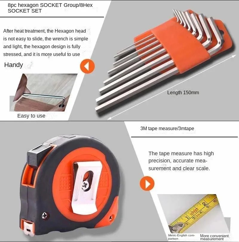 12V 120 In 1 Household Hardware Tool Set A Lithium Battery Power Tool Electric Drill Combination Set Toolbox Pliers Saws Hammer