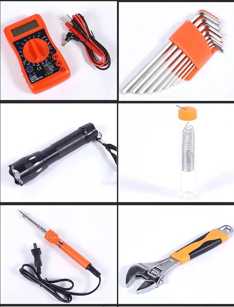 220V Manual Hardware Tool Set Household Set Electrician Tool Combination Repair Tool Hammer Pliers Screwdriver Multimeter