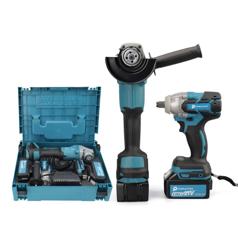 Brushless Power Tools 125mm Angle Grinder Cordless Electric Wrench Combo Kit with 2 Batteries For Makita Tools Brushless Power Tools 125mm Angle Grinder Cordless Electric Wrench Combo Kit with 2 Batteries For Makita Tools