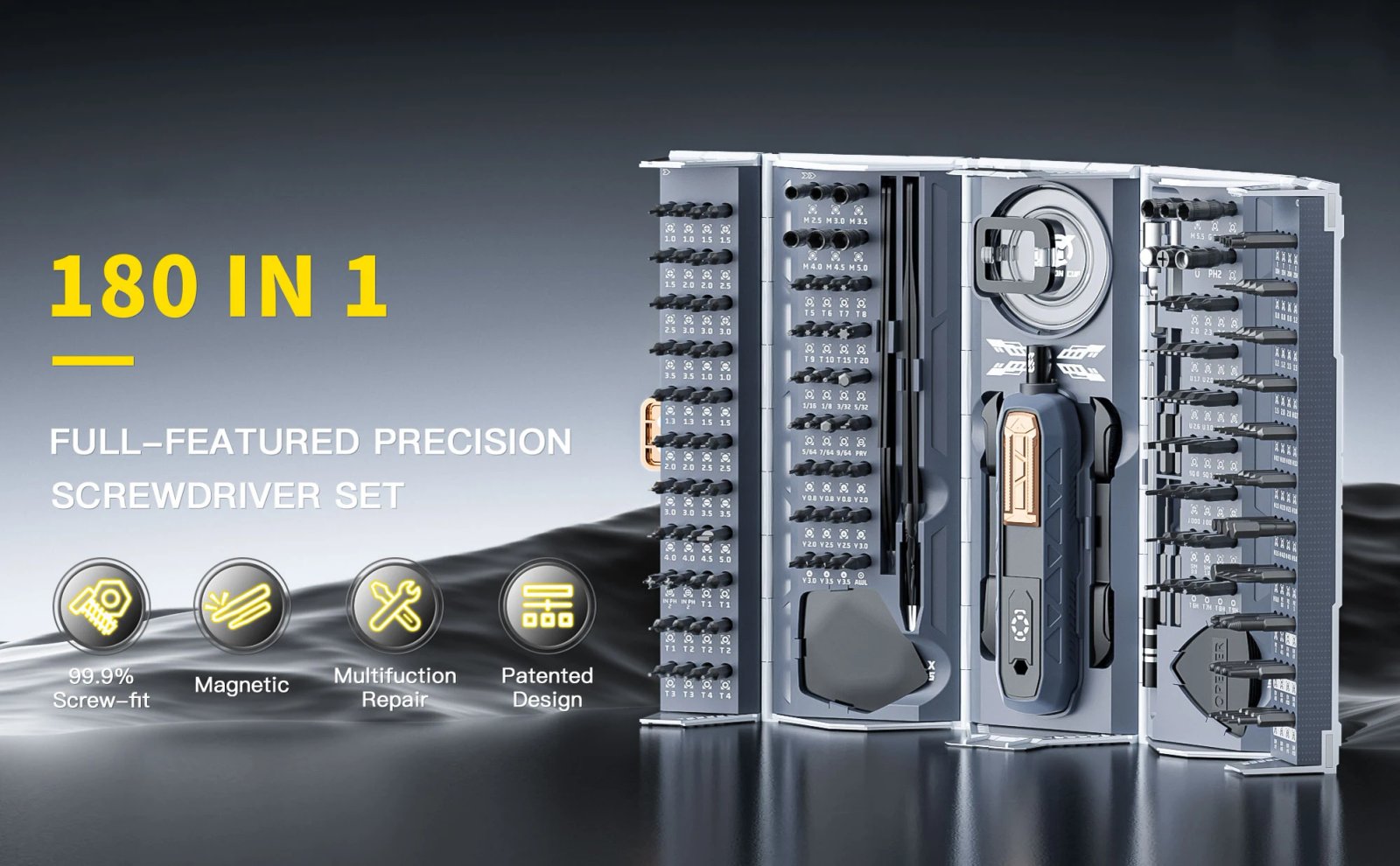 180 in 1 Precision Screwdriver Set Magnetic Drill Bits Professional Hand Repair Tools for iPhone Watch Glasses with Storage Box