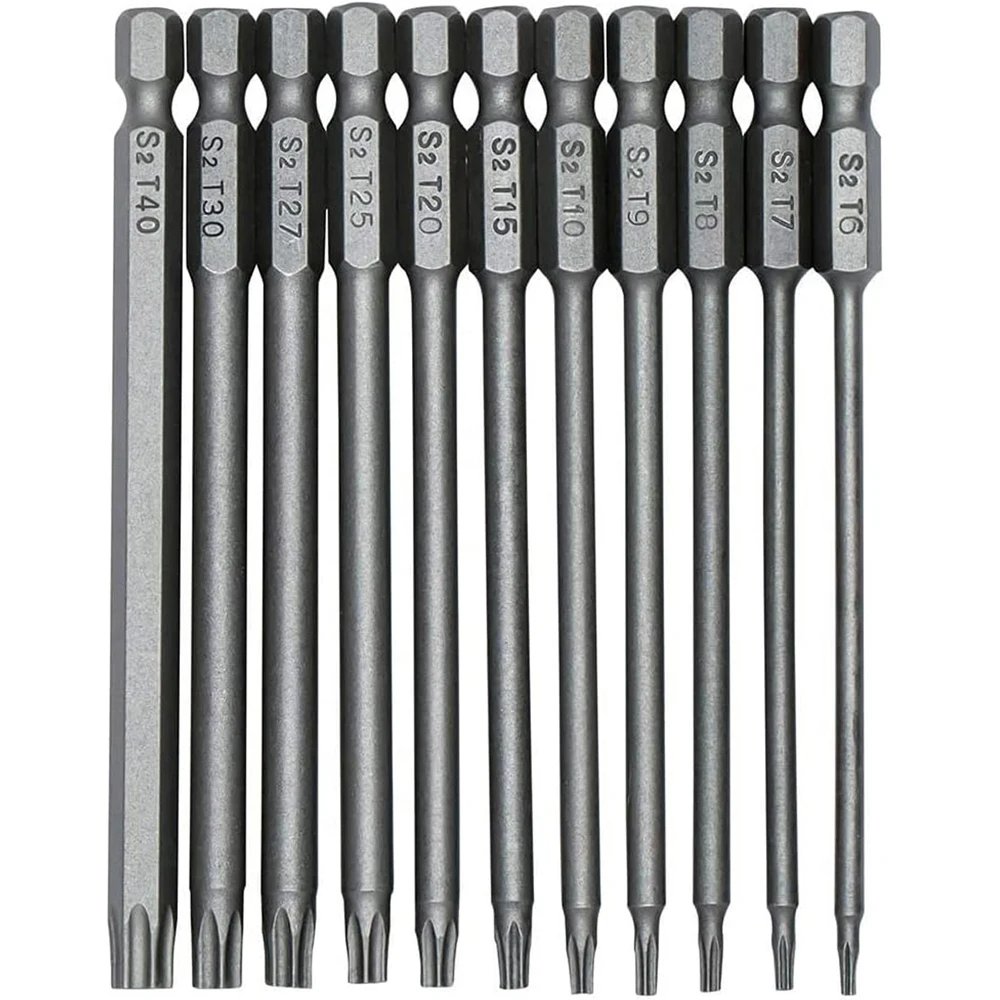 Torx Security Head Screwdriver Drill Set 1/4 Inch Hex Shank 4 Inch Length S2 Steel Torx Screwdriver Bit Set 11/12pcs Torx Head Torx Security Head Screwdriver Drill Set 1/4 Inch Hex Shank 4 Inch Length S2 Steel Torx Screwdriver Bit Set 11/12pcs Torx Head
