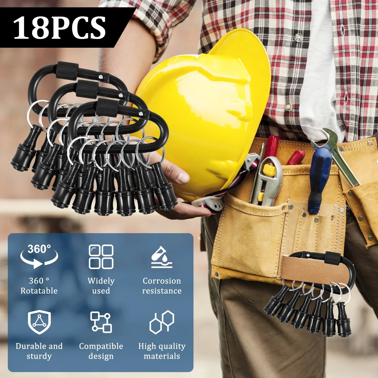 41/21PCS Screwdriver Bit Holder With Black Carabiner 1/4 Hex Shank Extension Bar Keychain Drill Screw Adapter Quick Change