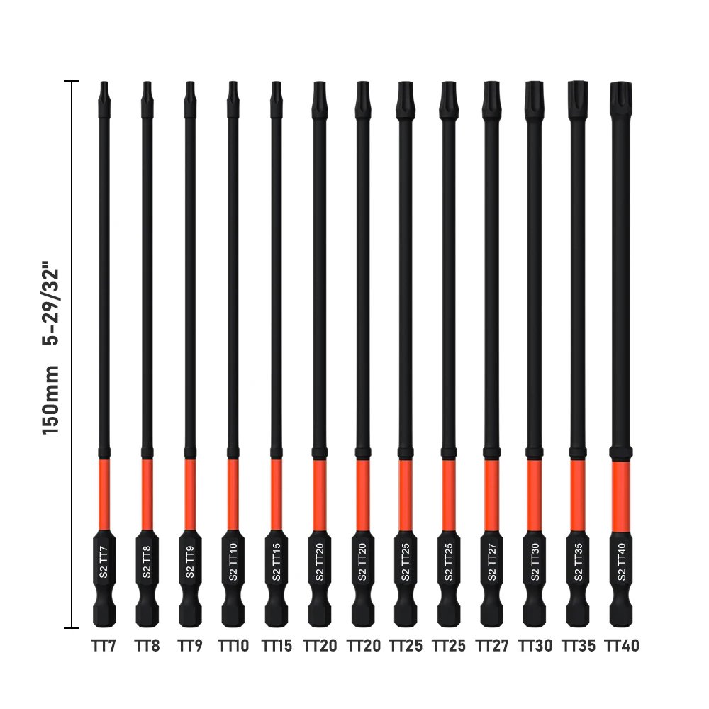 13pcs Impact Torx head Allen Wrench Drill Bit Set ，T7-T40 Hex-Shank S2 Steel Hex Screwdriver Bits Metric Magnetic