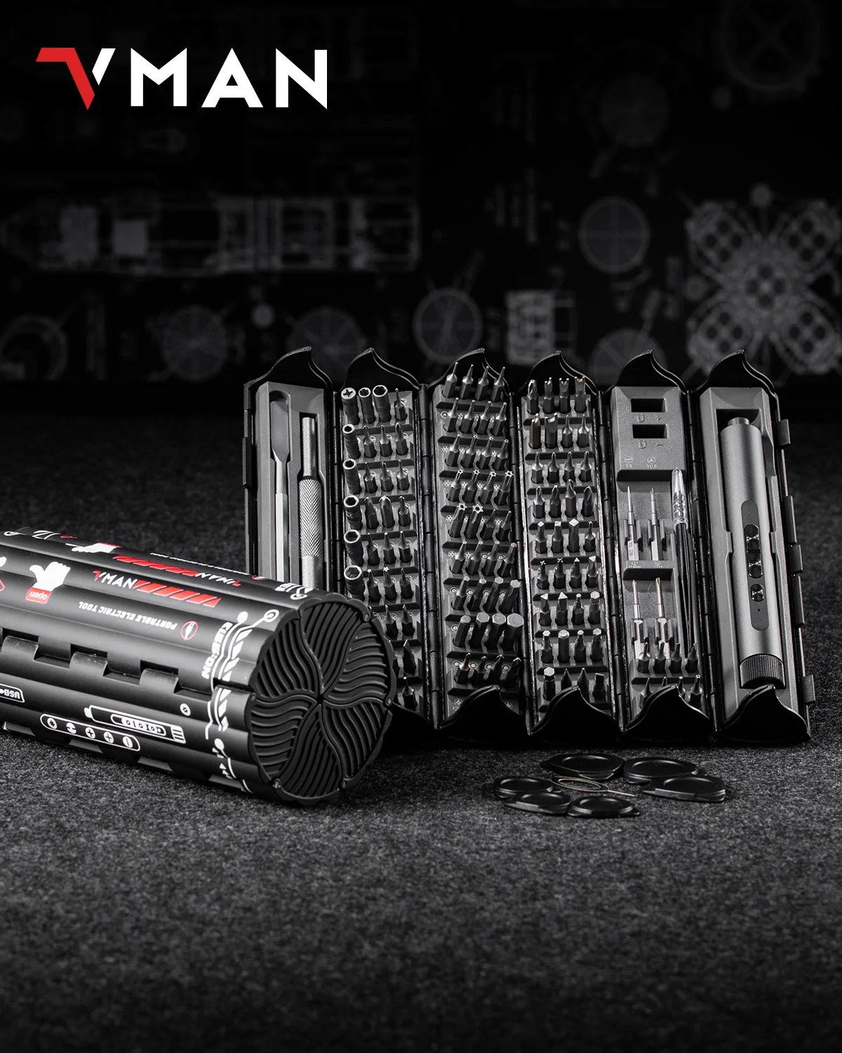 VMAN 138-IN-1 Professional Precision Electric Screwdriver Set Magnetic Bit Computer & Console Game & Phone Repair Kit Man‘s Gift