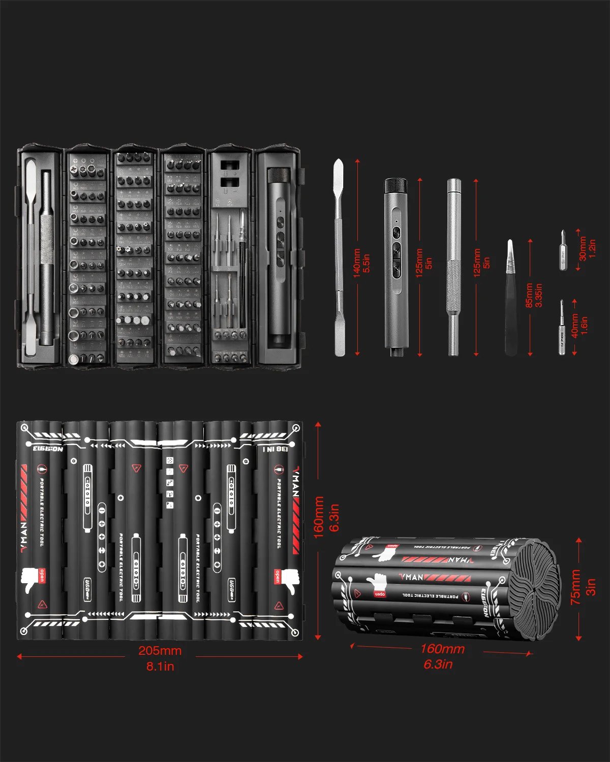 VMAN 138-IN-1 Professional Precision Electric Screwdriver Set Magnetic Bit Computer & Console Game & Phone Repair Kit Man‘s Gift