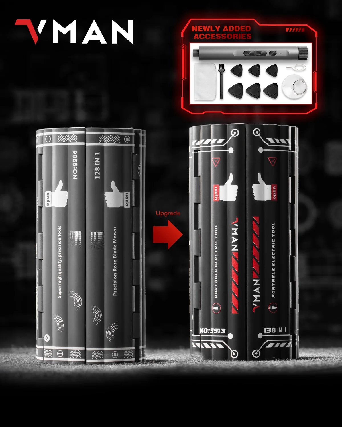 VMAN 138-IN-1 Professional Precision Electric Screwdriver Set Magnetic Bit Computer & Console Game & Phone Repair Kit Man‘s Gift