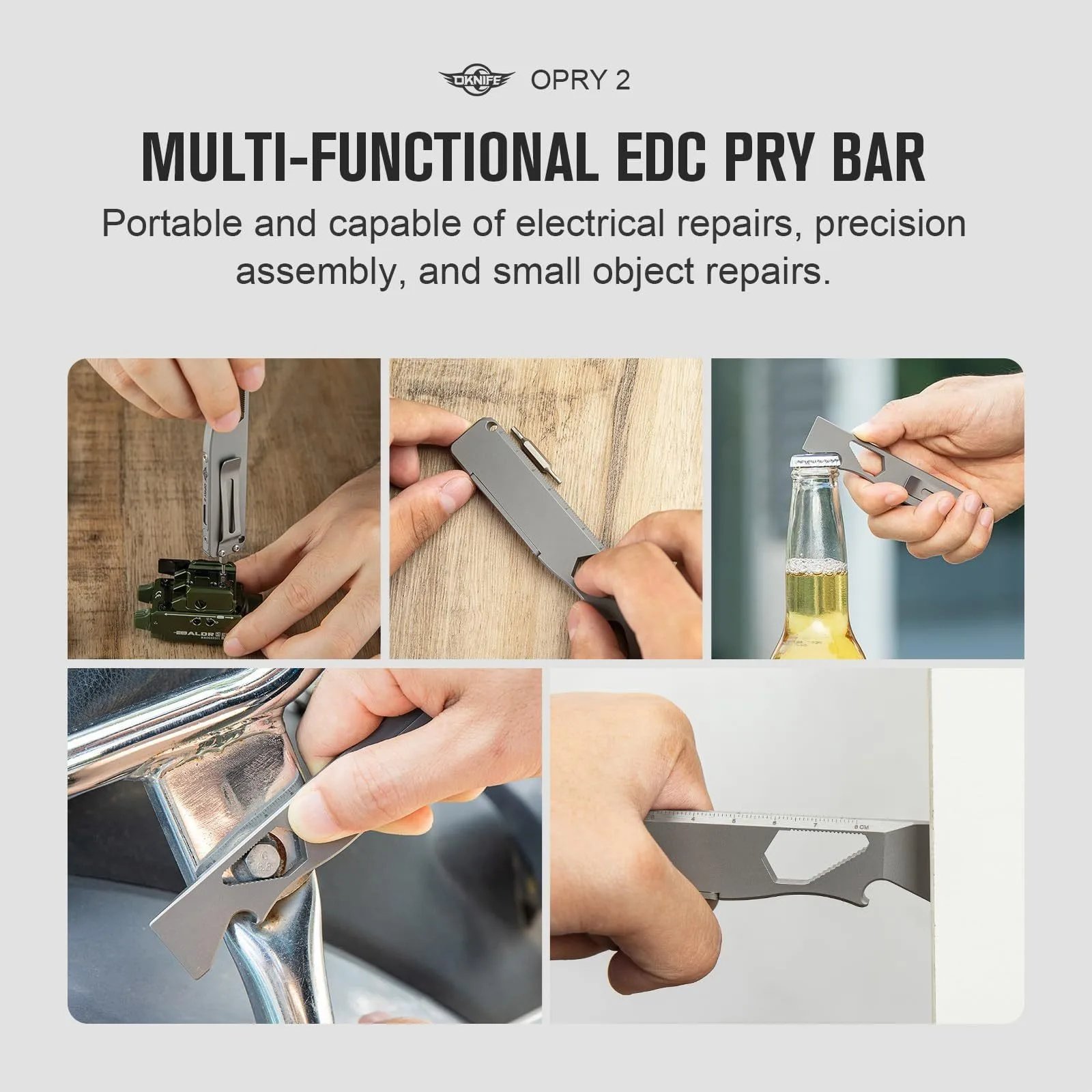 OKNIFE Opry 2 Titanium EDC Multi-Tool – Pry Bar w/Clip, Screwdriver & Bottle Opener for Camping, Riding & Maintenance OKNIFE Opry 2 Titanium EDC Multi-Tool - Pry Bar w/Clip, Screwdriver & Bottle Opener for Camping, Riding & Maintenance
