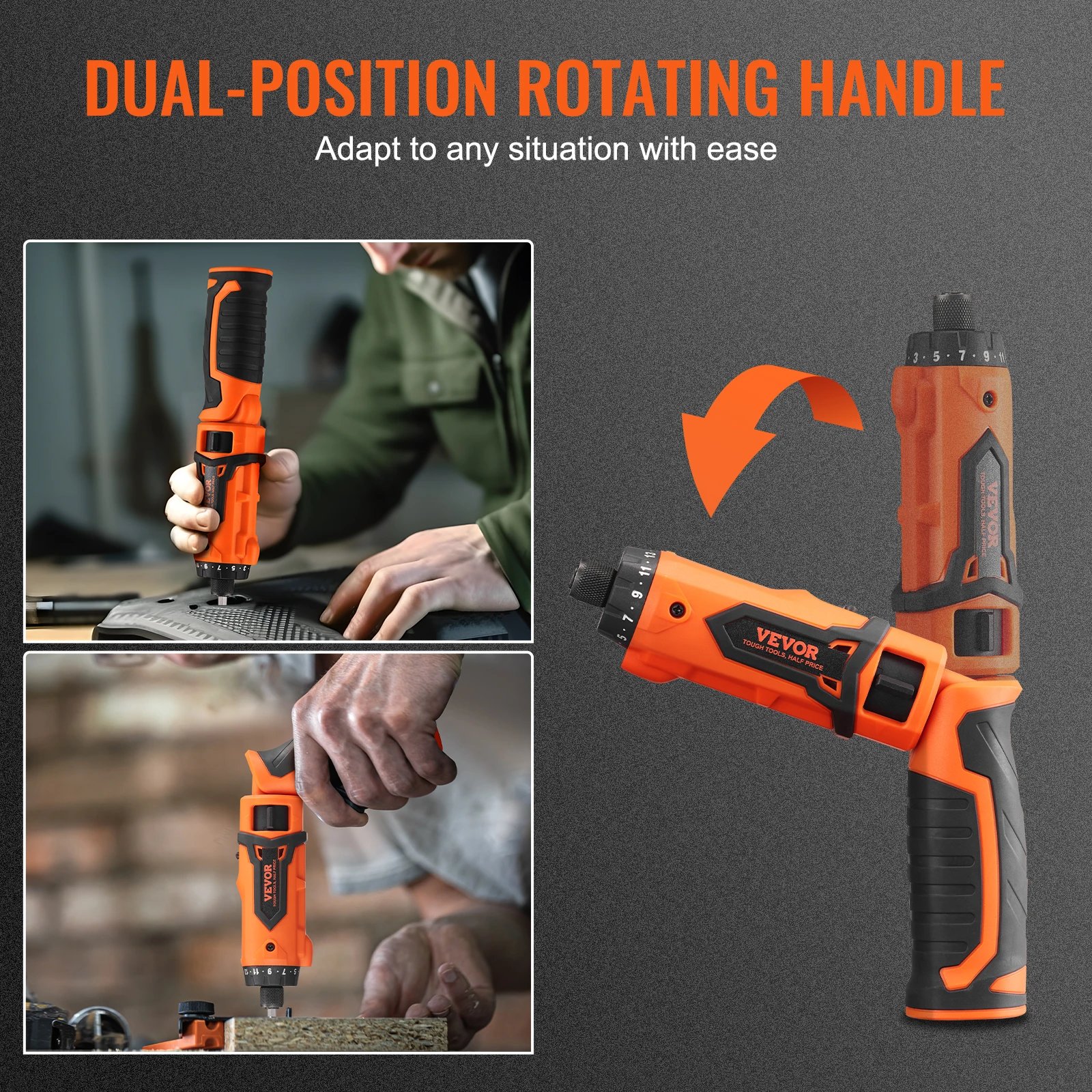 VEVOR 4V 6.5Nm Cordless Screwdriver Electric Screwdriver Rechargeable Set with 11 Accessory Kit and Charging Cable LED Light VEVOR 4V 6.5Nm Cordless Screwdriver Electric Screwdriver Rechargeable Set with 11 Accessory Kit and Charging Cable LED Light