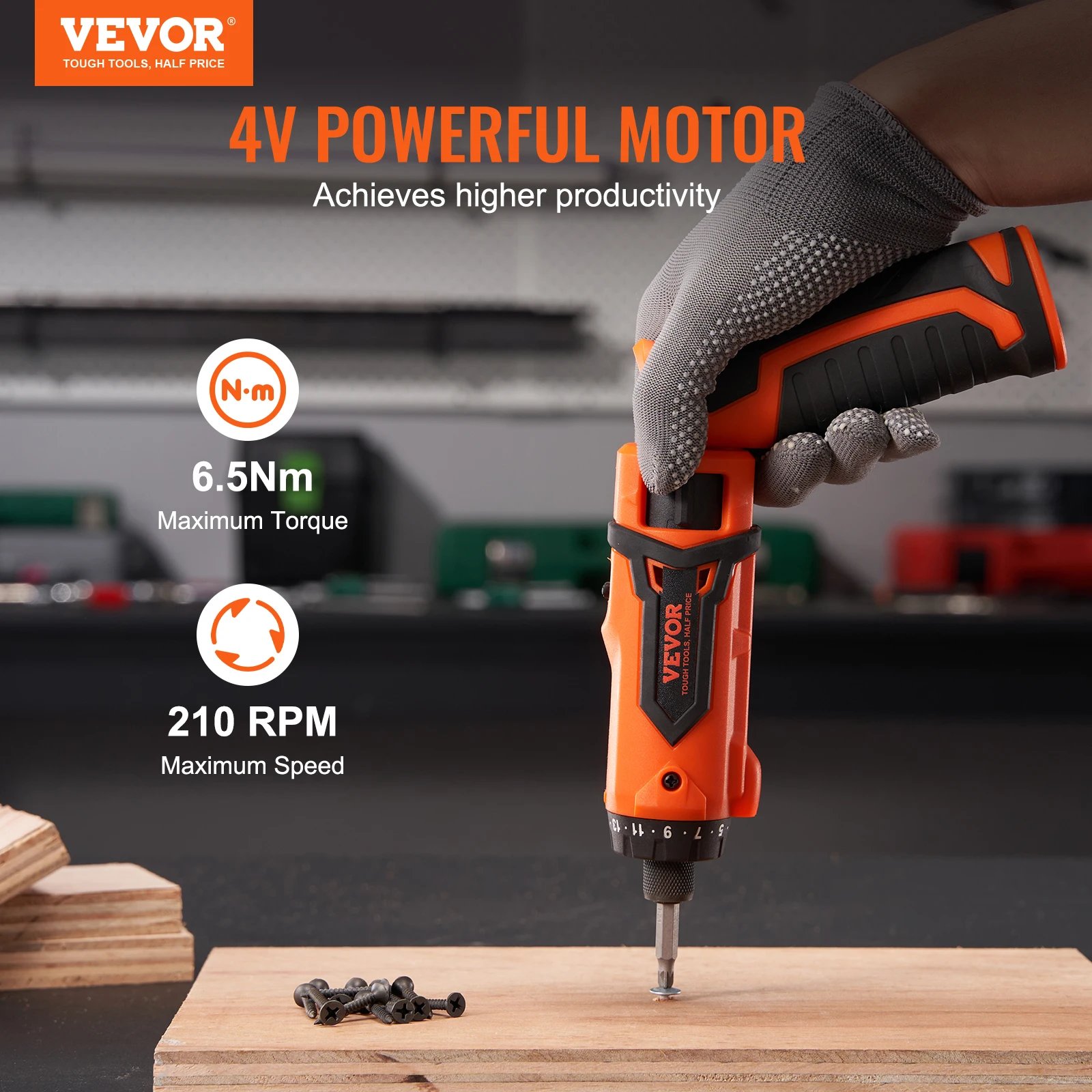 VEVOR 4V 6.5Nm Cordless Screwdriver Electric Screwdriver Rechargeable Set with 11 Accessory Kit and Charging Cable LED Light VEVOR 4V 6.5Nm Cordless Screwdriver Electric Screwdriver Rechargeable Set with 11 Accessory Kit and Charging Cable LED Light