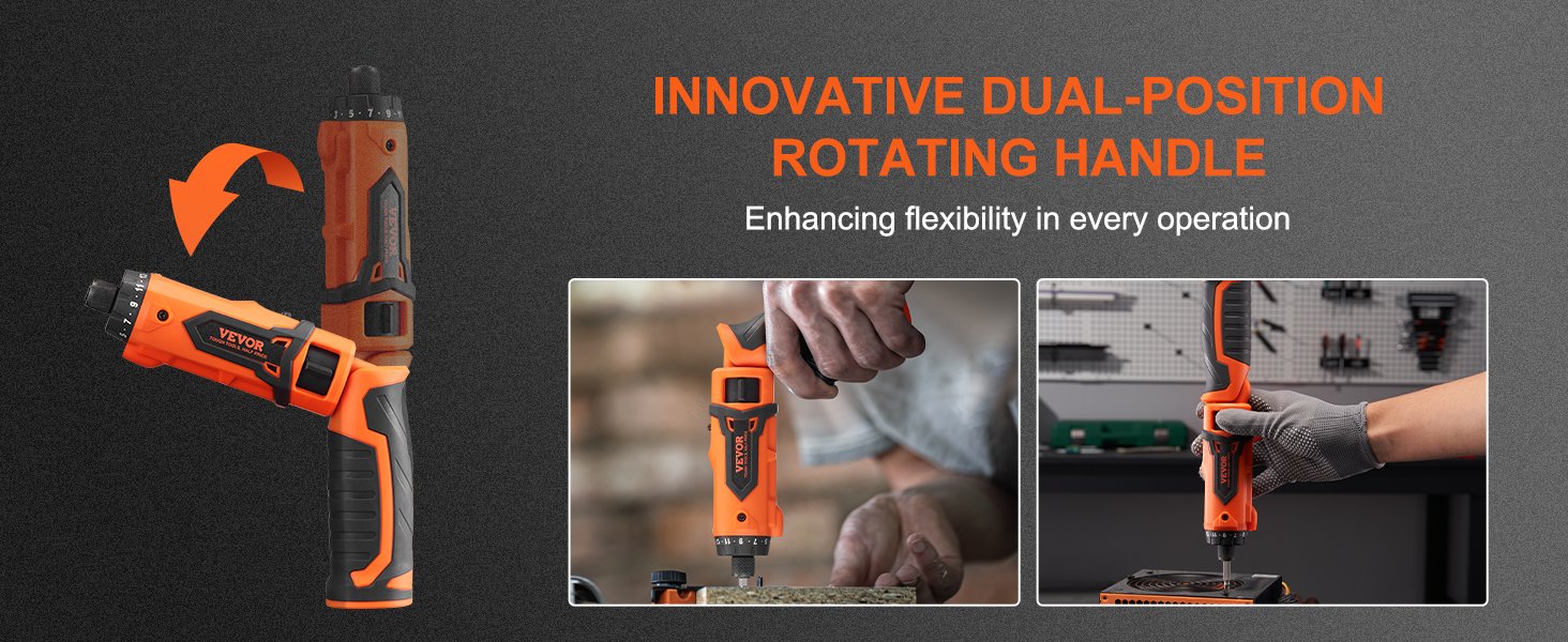 VEVOR 4V 6.5Nm Cordless Screwdriver Electric Screwdriver Rechargeable Set with 11 Accessory Kit and Charging Cable LED Light