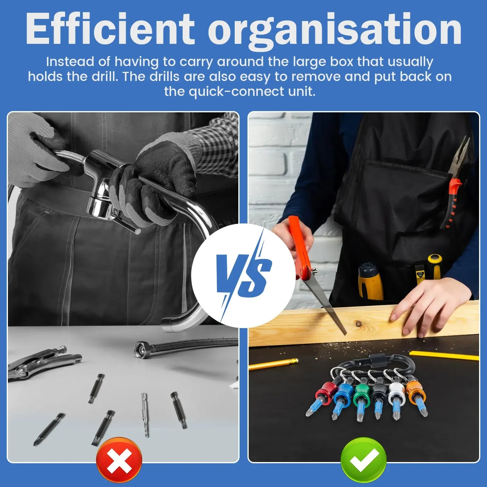 23Pcs 1/4 Inch Hex Shank Screwdriver Bit Holder Aluminum Alloy Bit Holder Keychain with Carabiner Bit Holder Extension Bar