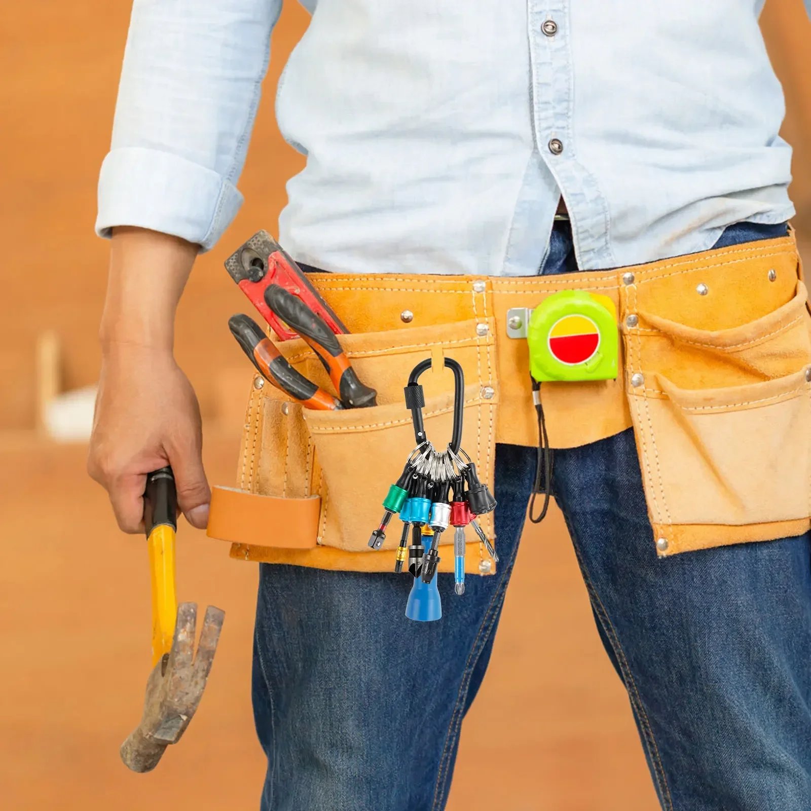 23Pcs 1/4 Inch Hex Shank Screwdriver Bit Holder Aluminum Alloy Bit Holder Keychain with Carabiner Bit Holder Extension Bar