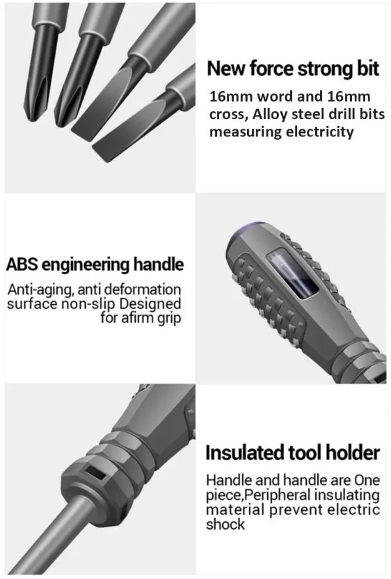 2pcs Word/Cross electrician screwdriver 12-220V Voltage Tester Pen AC/DC Induction Insulated Electricians Screwdriver Hand Tools