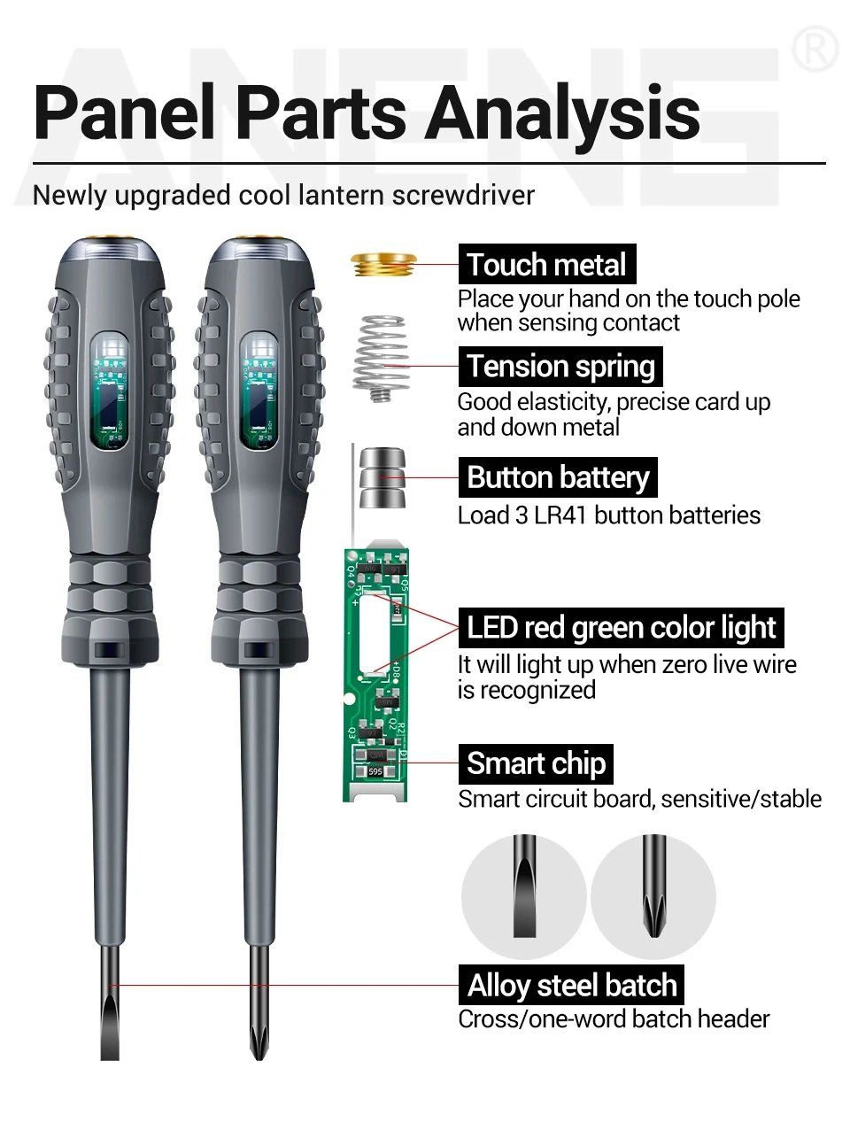 Multifunctional Electrician Test Screwdriver AC Non-contact Induction Test Pen Voltage Tester 70-600V Red Green Induction Lights Multifunctional Electrician Test Screwdriver AC Non-contact Induction Test Pen Voltage Tester 70-600V Red Green Induction Lights