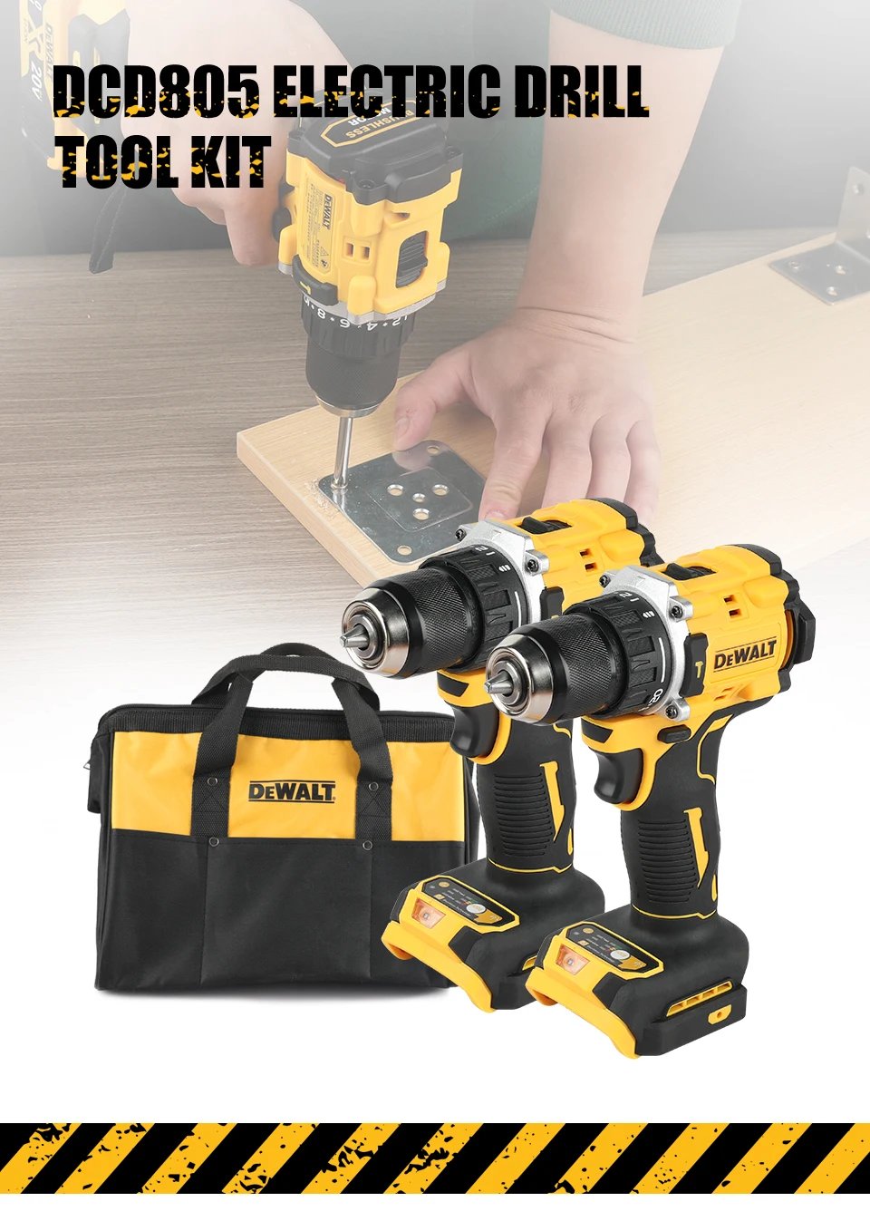 DeWalt DCD805 Lithium Brushless Motor Screwdriver DeWalt tool kit Electric Screwdriver Electric Hand Drill Impact Drill Combinat