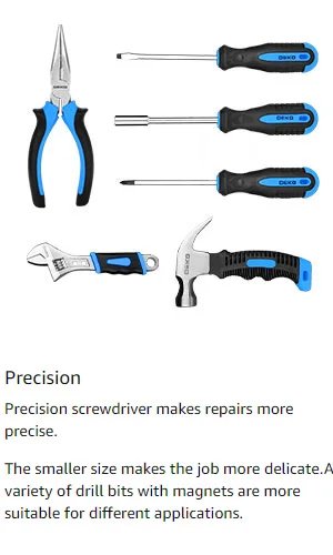 DEKO Drill Set: Tool Set with 8V Blue Cordless Drill, Home Tool Kit with Drill, Hand Tool Kits for Women 126 Piece