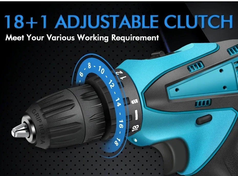 Electric Impact Drill 32N. m Multi-function Electric Screwdriver Wireless Harmer Drill Power Tool For  12V Battery