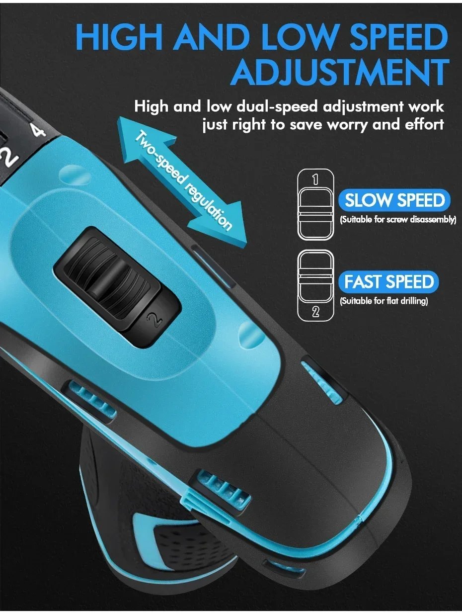 Electric Impact Drill 32N. m Multi-function Electric Screwdriver Wireless Harmer Drill Power Tool For  12V Battery