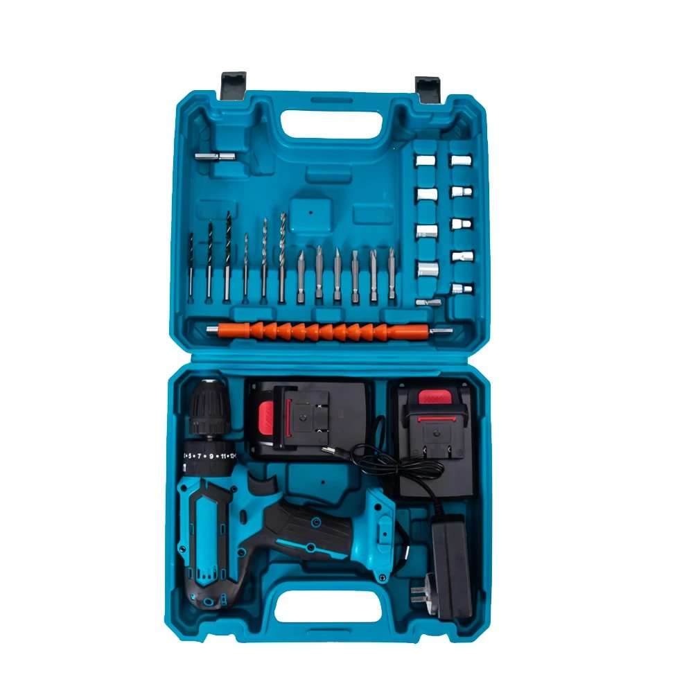 21V Cordless Impact Drill Sets 59pcs Electric Screwdriver Electric Hammer Drill Mini Wireless Hand Drill Lithium Battery Power