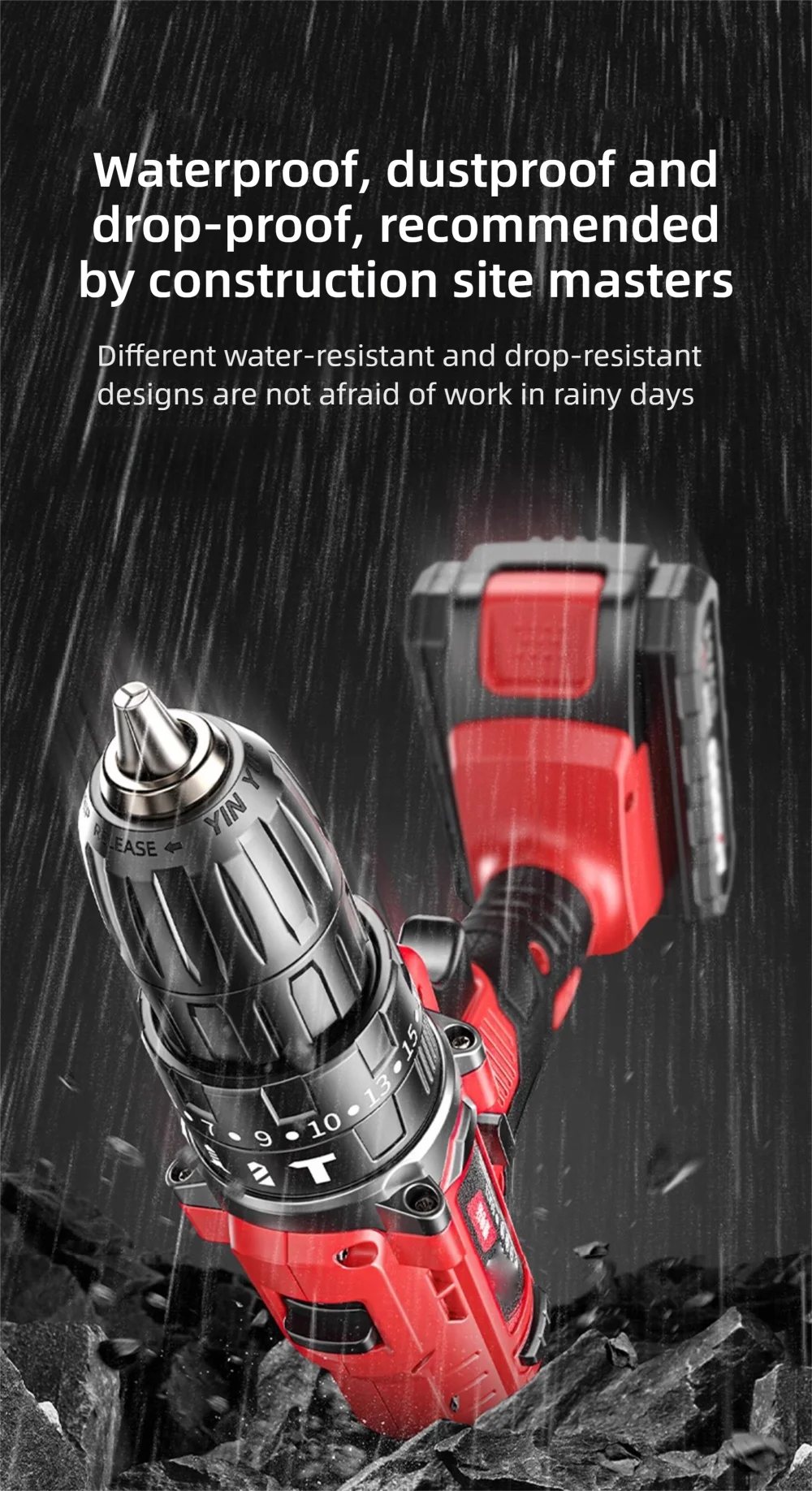Multi functional 21V Electric Drill Handheld Dual Speed Impact Lithium Drill Cordless Screwdriver Small Electric Power Tools