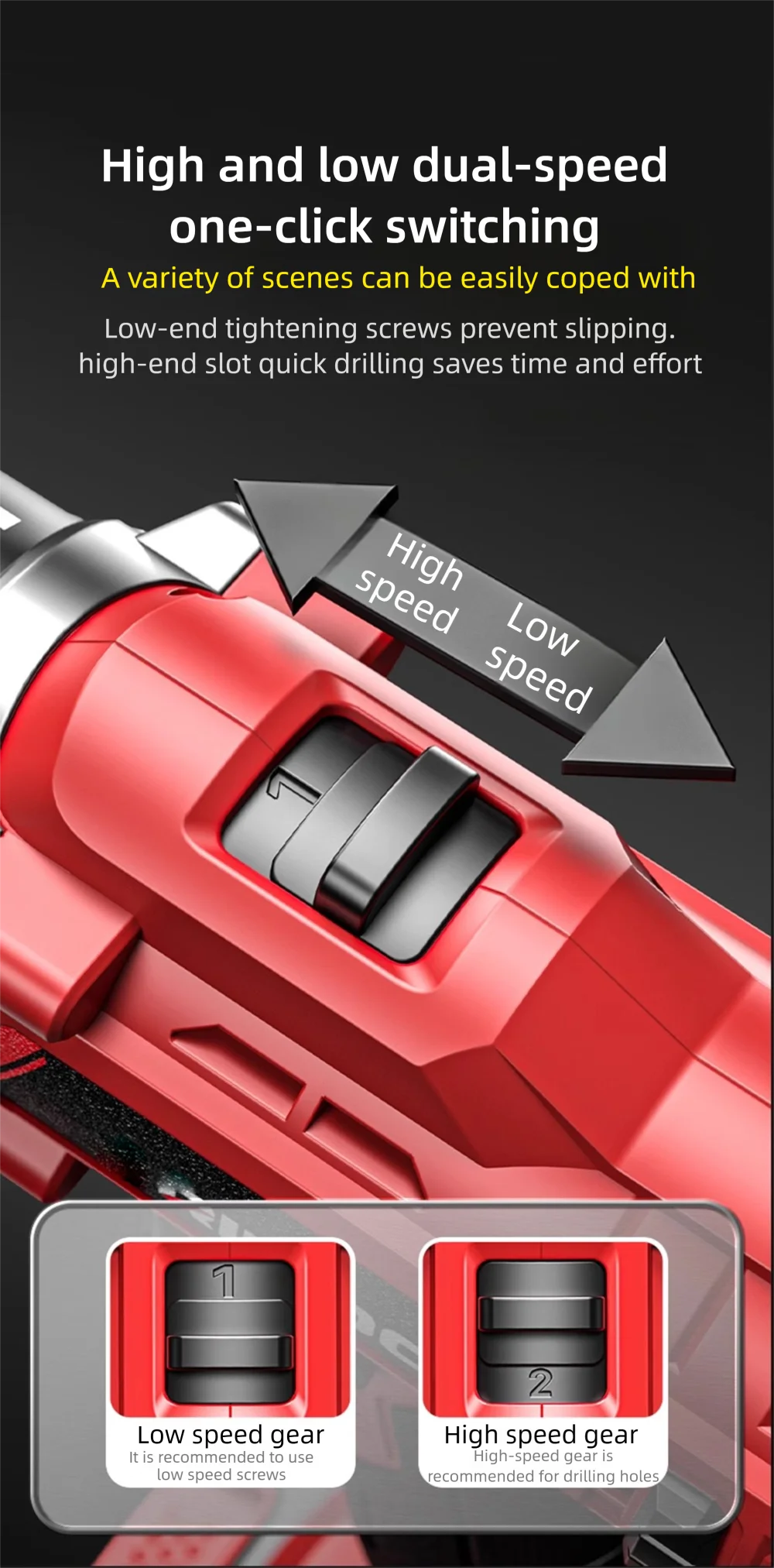 Multi functional 21V Electric Drill Handheld Dual Speed Impact Lithium Drill Cordless Screwdriver Small Electric Power Tools