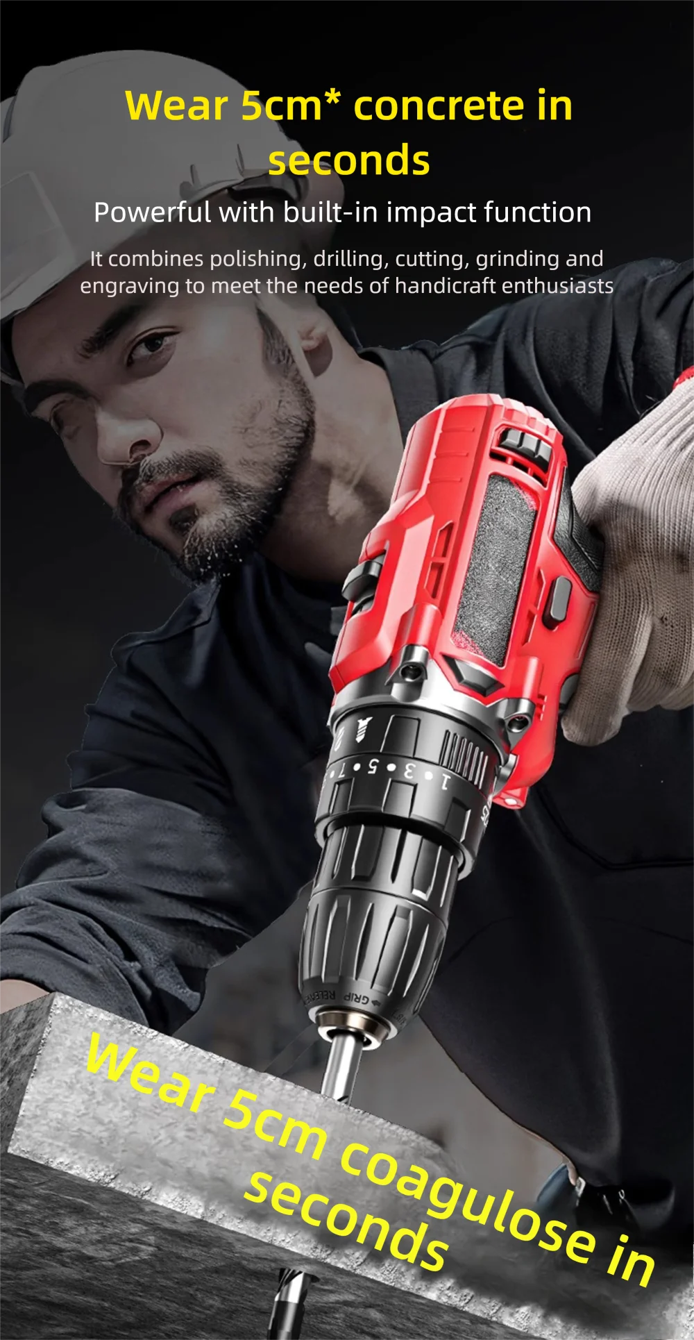 Multi functional 21V Electric Drill Handheld Dual Speed Impact Lithium Drill Cordless Screwdriver Small Electric Power Tools