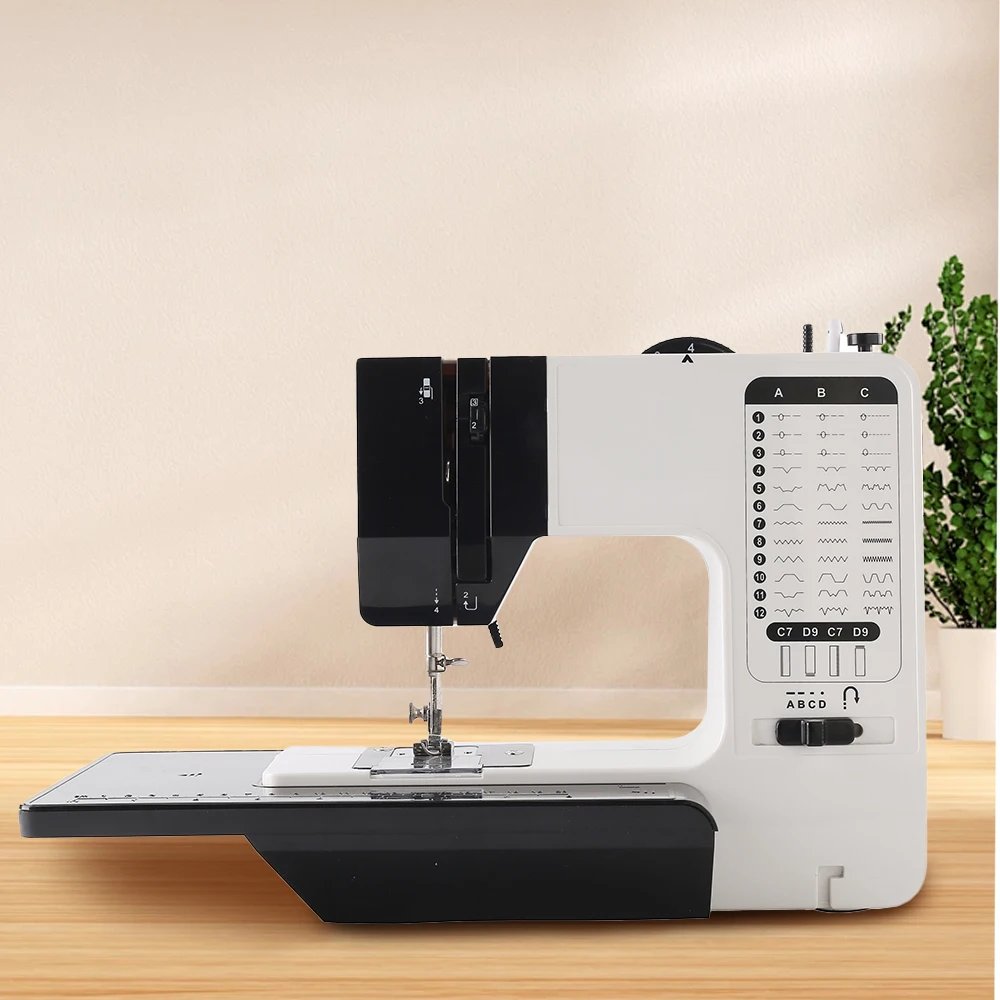 Portable Sewing Machine for BeginnersSmall Home Electric Repair Kit with 12 Stitch Presser Foot Pedal White
