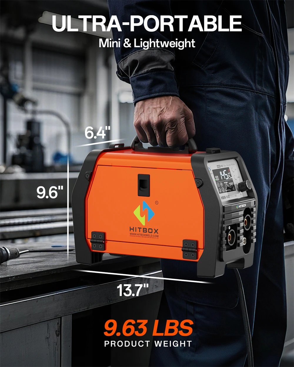HITBOX 145A 4 in 1 Multi-process MlG Welder MMA/Gasless MIG/Lift TIG Welding Machine Support Spool Gun Large LED Display Welders