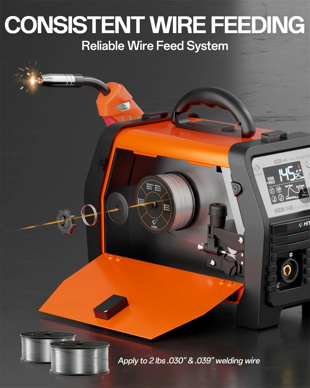 HITBOX 145A 4 in 1 Multi-process MlG Welder MMA/Gasless MIG/Lift TIG Welding Machine Support Spool Gun Large LED Display Welders
