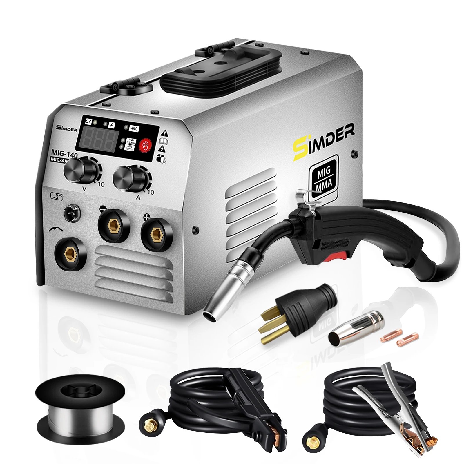 SSIMDER MIG Welder 140A 2 in 1 Stick/Flux Core Welder 110V/220v Dual Voltage Welding Machine with Flux Cored Wire MIG/ARC Welder SSIMDER MIG Welder 140A 2 in 1 Stick/Flux Core Welder 110V/220v Dual Voltage Welding Machine with Flux Cored Wire MIG/ARC Welder