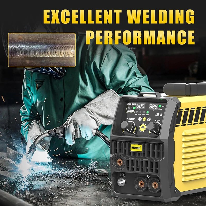 HIZONE Mig Welding Machine Intelligent Collaborative Regulation 3 in 1 Inverter Welding Machine 110V Portable Welding Equipment