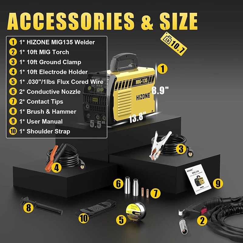 HIZONE Mig Welding Machine Intelligent Collaborative Regulation 3 in 1 Inverter Welding Machine 110V Portable Welding Equipment HIZONE Mig Welding Machine Intelligent Collaborative Regulation 3 in 1 Inverter Welding Machine 110V Portable Welding Equipment