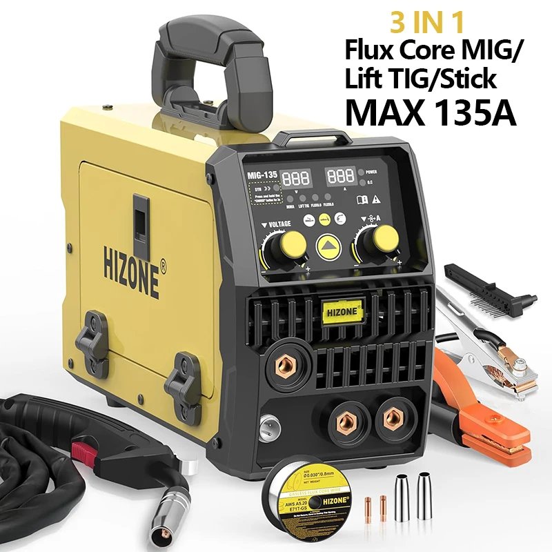 HIZONE Mig Welding Machine Intelligent Collaborative Regulation 3 in 1 Inverter Welding Machine 110V Portable Welding Equipment HIZONE Mig Welding Machine Intelligent Collaborative Regulation 3 in 1 Inverter Welding Machine 110V Portable Welding Equipment